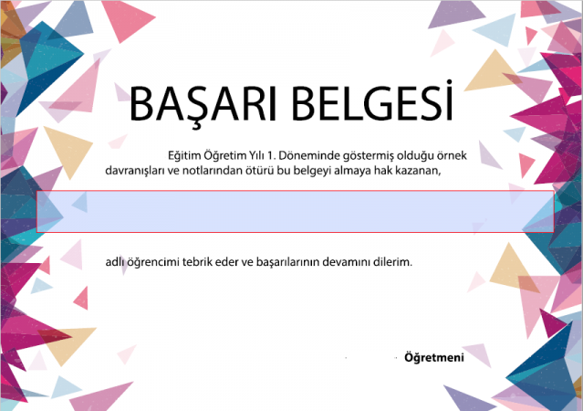 Öğrenciler İçin Çeşitli Başarı Belgeleri