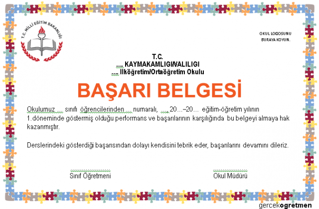 Öğrenciler İçin Çeşitli Başarı Belgeleri