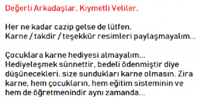 Bir öğrenci velisinin karne yazısı okunma rekorları kırıyor !