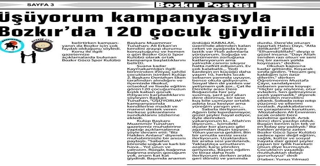 Üşüyorum Kampanyasıyla 120 Çocuk Giydirildi