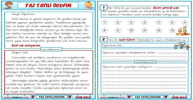 Tüm Sınıfların Uygulayabileceği Tatil Ödevi