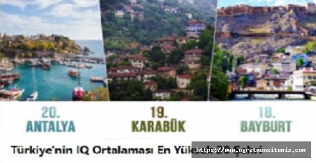 Türkiye'nin IQ Ortalaması En Yüksek 20 Şehri