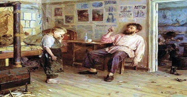 Usta bir ressamın öğrencisi eğitimini tamamlamış. Büyük usta, öğrencisini uğurlamış.