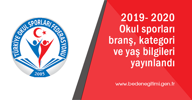 Okul sporları branş, kategori ve yaş bilgileri yayınlandı