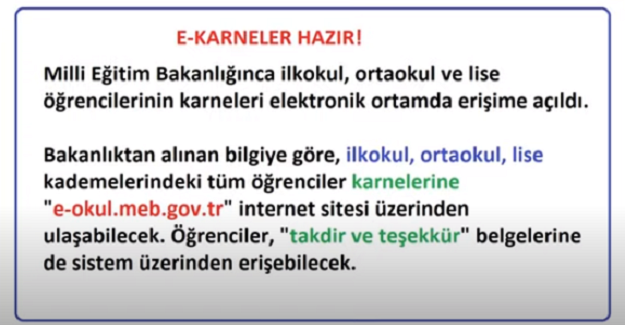 E-Okulda Takdir Yada Teşekkür Belgesi Yazdırmak İçin Yapılması Gerekenler