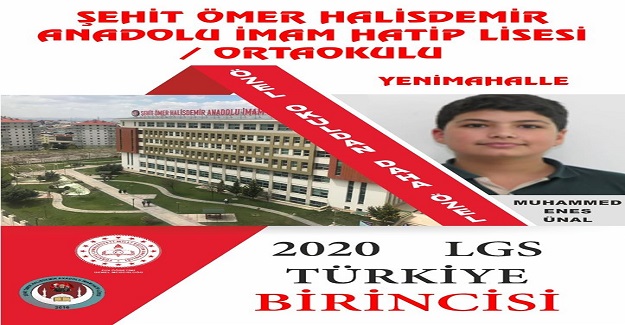 2020 Yılı LGS Birincilerinden Muhammed Enes Ünal