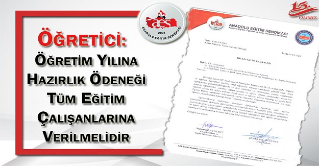 Eğitim Öğretim Yılına Hazırlık Ödeneği Tüm Eğitim Çalışanlarına Verilmelidir