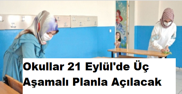 Okullar 21 Eylül'de Üç Aşamalı Planla Açılacak