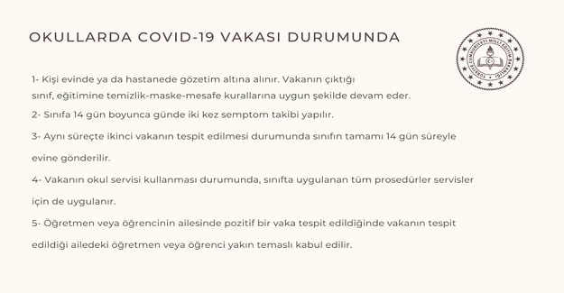 Okullarda Covid-19 vakası olması durumunda