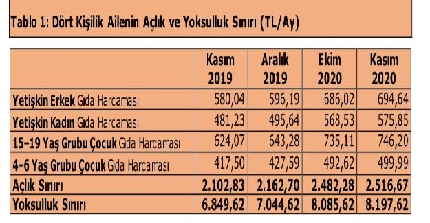 Dört Kişilik Bir Ailenin Yoksulluk ve Açlık Sınırı!