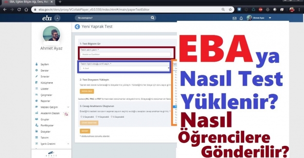 EBA‘ya Test Yükleme ve Öğrenciye Gönderme