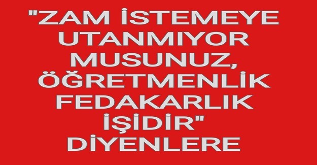 ÖĞRETMENLİK FEDAKARLIK İŞİDİR” DİYENLERE !