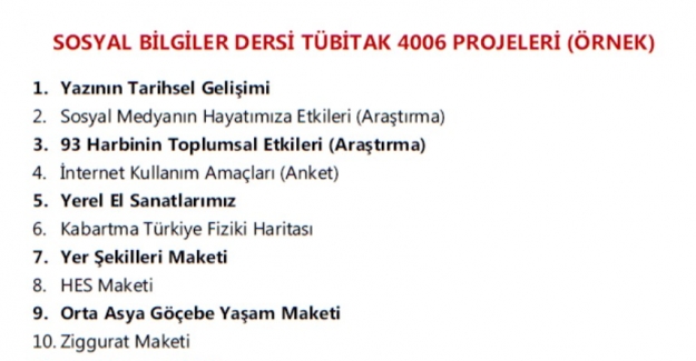 Sosyal Bilgiler 4006 Tübitak Proje Örnekleri 2022