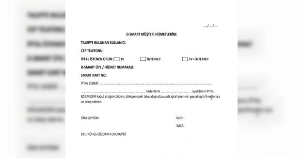 D-Smart Abonelik İptal Dilekçesi