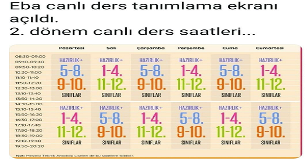 EBA Canlı Ders Tanımlama Ekranı Açıldı