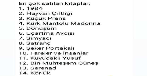 Güncel En Çok Satan Kitaplar Listesi