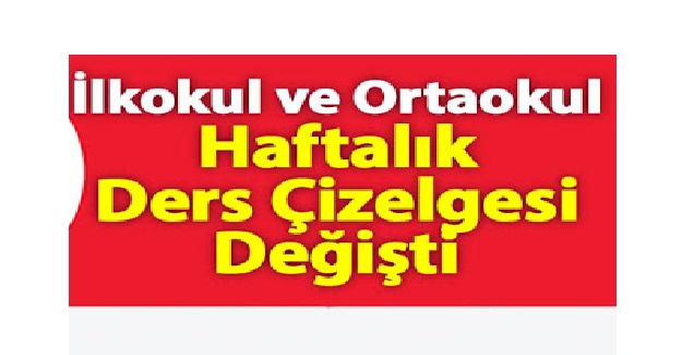 İlkokullar ve Ortaokullar İçin İkinci Yarıyıl Haftalık Ders Çizelgesi