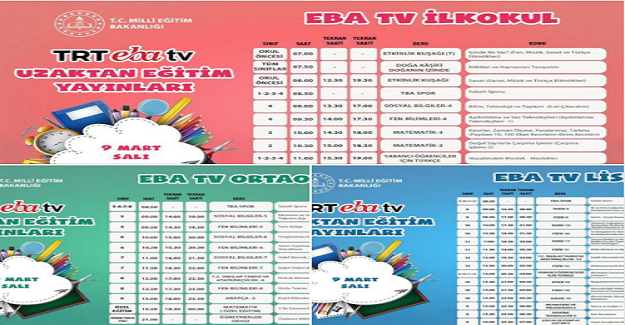 TRT EBA TV Uzaktan Eğitim Yayınları (Güncel)