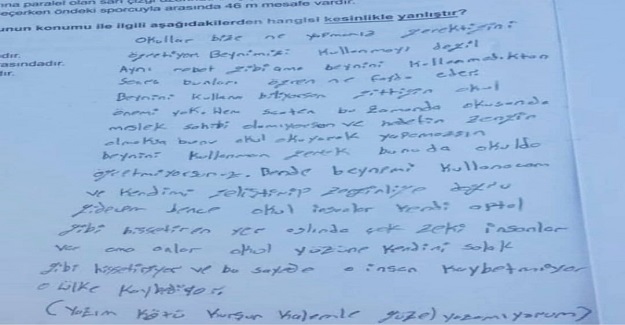 LGS'de fakir bir köy çocuğunun soru kitapçığına yazdıkları..