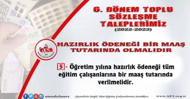 EĞİTİM ÖĞRETİM YILINA HAZIRLIK ÖDENEĞİ BİR MAAŞ TUTARINDA OLMALIDIR