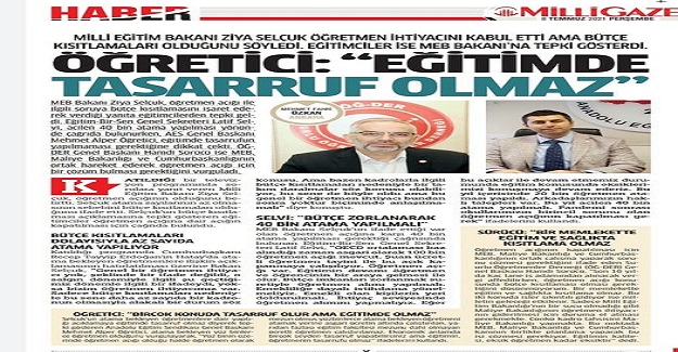 Eğitimin,  Öğretmenin Tasarrufu Olmaz!