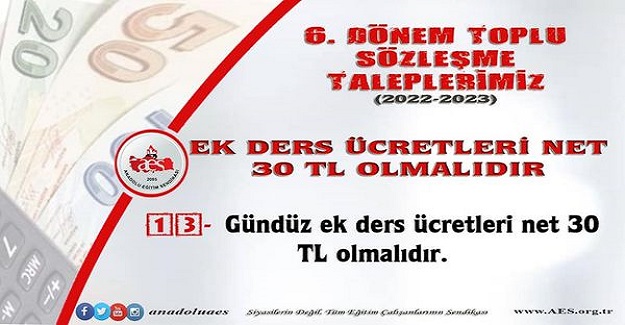 EK DERS ÜCRETLERİ NET 30 TL OLMALIDIR 