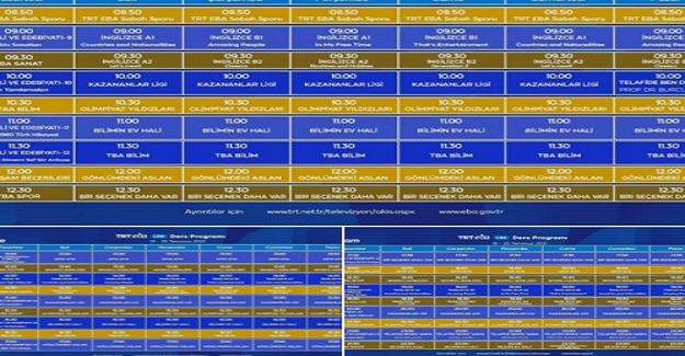 TRT EBA Kanalı Yaz Okulu Programı