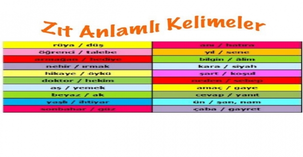 Eş ve Zıt Anlamlı Kelimelere Örnekler?