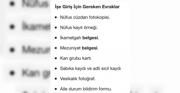 İşe Girişlerde Zorunlu Olan Özlük Dosyası İçin Gerekli Evraklar Listesi