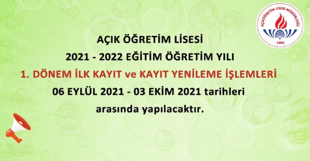 AÖL 2021–2022 EĞİTİM ÖĞRETİM YILI I. DÖNEM KAYIT YENİLEME KILAVUZU