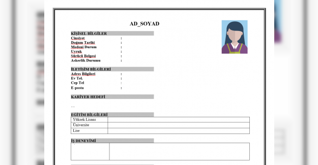 CV Örnekleri, Word, Pdf ve Excel
