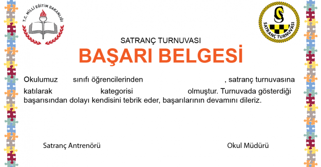 Satranç Kulübü Başarı Belgesi