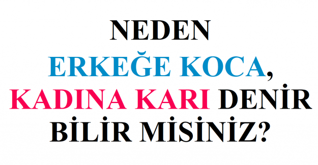 Neden Erkeğe Koca, Kadına Karı Denir Bilir misiniz?