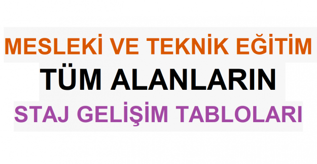 Mesleki ve Teknik Eğitim Tüm Alanların Staj Gelişim Tabloları