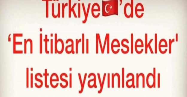 Türkiye'de En İtibarlı Meslekler Belli Oldu