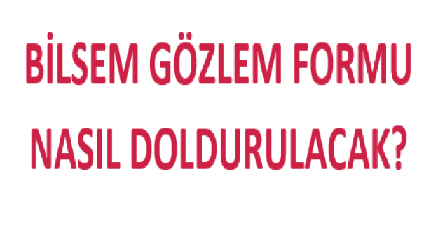 BİLSEM Öğrenci Seçimi Gözlem Formu Nasıl Doldurulacak?