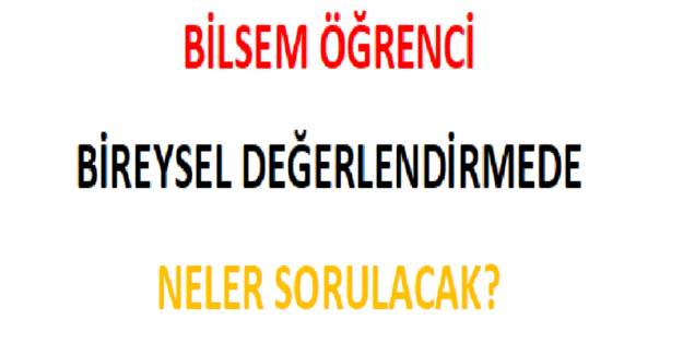 BİLSEM Öğrenci Bireysel Değerlendirmede Neler Sorulacak?