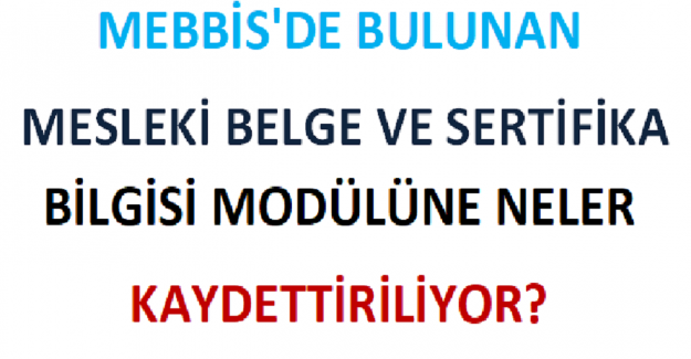 MEBBİS'de Bulunan Mesleki Belge ve Sertifika Bilgisi Modülüne Neler Kaydettiriliyor?