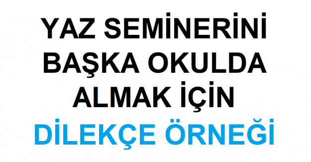 Yaz Seminerini Başka Okulda Almak İçin Dilekçe Örneği