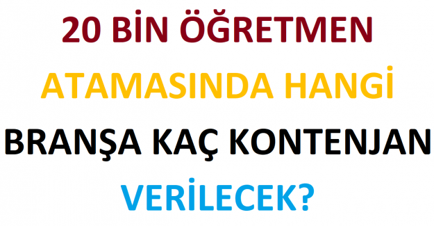 20 Bin Öğretmen Atamasında Hangi Branşa Kaç Kontenjan Verilecek?