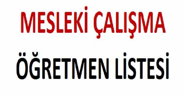 Mesleki Çalışma Öğretmen Listesi