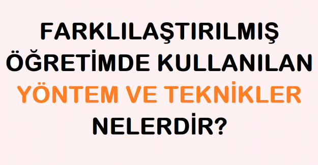 Farklılaştırılmış Öğretimde Kullanılan Yöntem ve Teknikler Nelerdir?