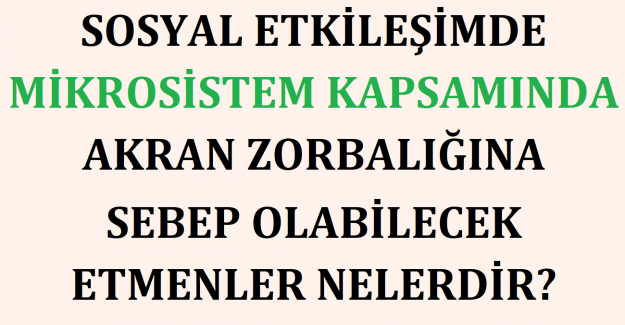 Sosyal Etkileşimde Mikrosistem Kapsamında Akran Zorbalığına Sebep Olabilecek Etmenler Nelerdir?