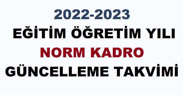 2022-2023 Eğitim Öğretim Yılı Norm Kadro Güncelleme Takvimi