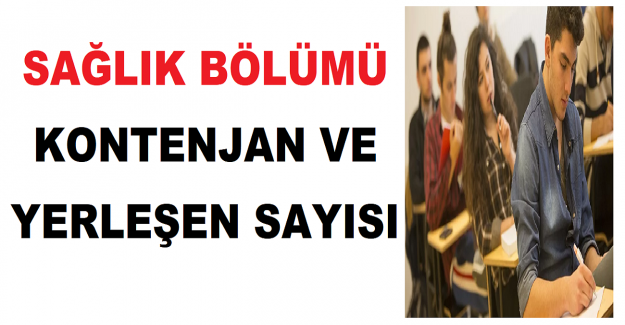 Sağlık Bölümü Kontenjan ve Yerleşen Sayısı