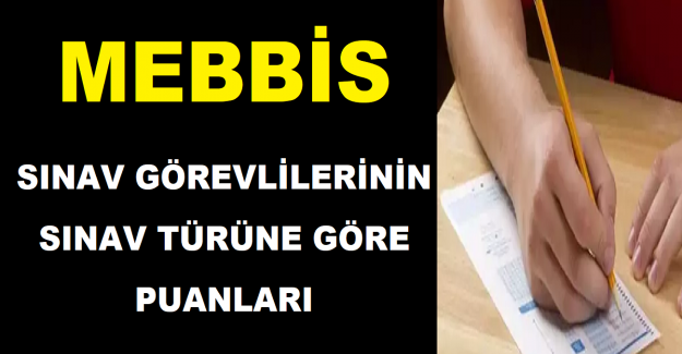 MEBBİS Sınav Görevlilerinin Sınav Türüne Göre Puanları