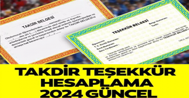 2024 Yılı Takdir Teşekkür Hesaplaması