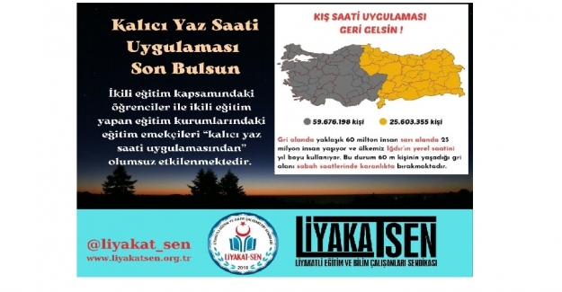 Kalıcı yaz saati uygulaması son bulsun. Kış saati Talep Ediyoruz
