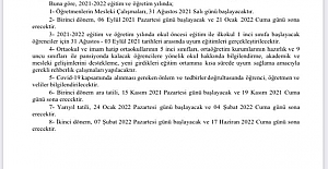 2021-2022 Eğitim Öğretim Yılı Mesleki Çalışma Takvimi