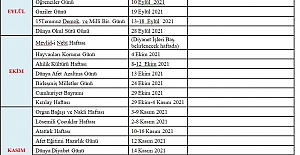 2021-2022 Belirli Gün ve Haftalar Listesi